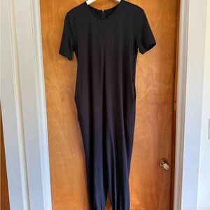 Black nursing short sleeve jumpsuit
